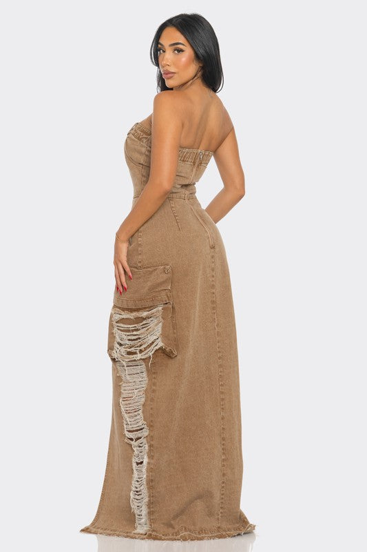 slim fit dress slacks Gold & white splatter painted distressed hole jeans main image 1